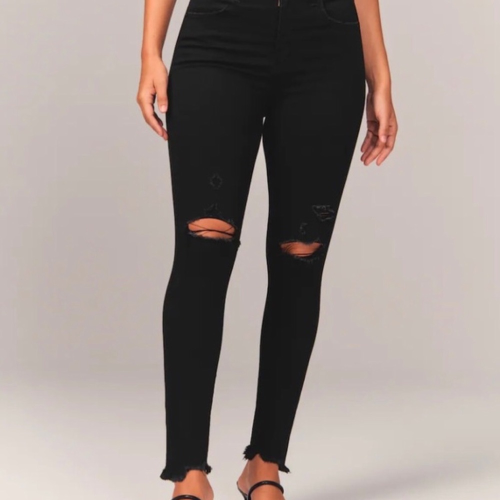Abercrombie & Fitch super skinny high rise black denim jeans size 30